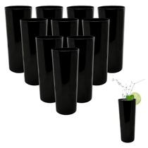 10 Copos Long Drink Preto 360ml De Plástico Descartável Festas 10 Copos Long Drink Preto 360ml De Plástico Descartável Festas