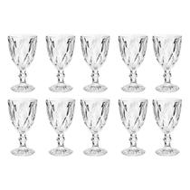 10 Copos Transparente Taças Diamante 300ml Para Agua Vinho