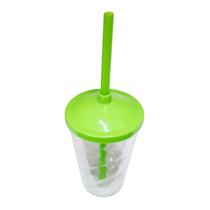 10 Copos Twister Com Tampa e Canudo Cristal Colorido 400ml