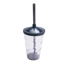 10 Copos Twister Com Tampa e Canudo Cristal Colorido 400ml
