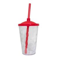 10 Copos Twister Cristal 400ml Com Tampa e Canudo Colorido Para Festas