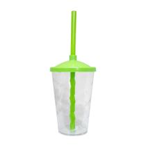 10 Copos Twister De Acrílico Cristal Colorido C/ Tampa e Canudo 400ml