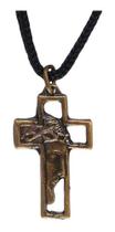 10 Cordão com Crucifixo de Bronze Face de Cristo - Mod. 2 - SJO Artigos Religiosos