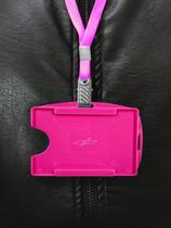 10 Cordões + 10 Protetores de Crachá Rosa