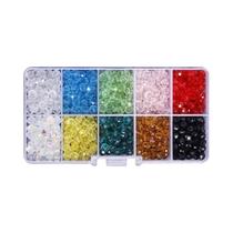 10 Cores Contas De Vidro Cristal Redondas Facetadas Soltas Com Caixa Recipiente Para Fazer Joias