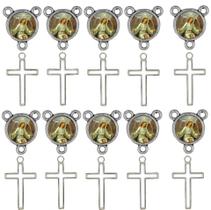10 Crucifixos + 10 Entremeios Anjo da Guarda Niquel Resinado