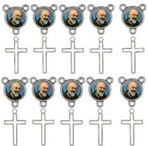 10 Crucifixos + 10 Entremeios Padre Pio Niquel Resinado 10 Crucifixos + 10 Entremeios Padre Pio Niquel Resinado