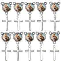 10 Crucifixos + 10 Entremeios Santo Antonio Niquel Resinado