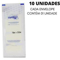 10 Curativo Compressa Petrolatum Para Pele Ferida Alta Absorção Ráida Cicatrização 7,6cm x 20,3 - Curatec