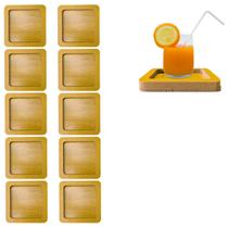 10 Descanso Porta Copo Quadrado de Madeira Para Bebidas 10cm 10 Descanso Porta Copo Quadrado de Madeira Para Bebidas 10cm