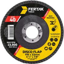 10 Disco Flap 115mm 4.1/2 Madeira E Aço Cônico Grão40 Fertak 10 Disco Flap 115mm 4.1/2 Madeira E Aço Cônico Grão40 Fertak