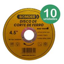 10 Discos De Corte Para Cortar Aço 4,5 "115 mm Cortes Finos Ferro Barra BOM5109