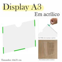 10 Display Parede Quadro Aviso Porta Folha A3 Acrílico Horiz