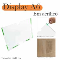 10 Display Parede Quadro Aviso Porta Folha A6 Acrílico Horiz