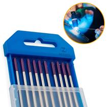 10 Eletrodo de Tungstênio 2,4mm 1,5% Lantânio + 0,8% Zircônio + 0,8% Ítrio Roxa Vonder TIG AC ou DC AWS A5.12 150mm