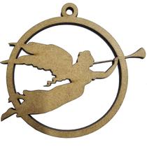 10 Enfeites Natal 9x8cm Bola Anjo Tocando Trombeta Decorar