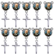 10 Entremeio + 10 Cruxifixo Fe Padre Pio Artesanato Terços 10 Entremeio + 10 Cruxifixo Fe Padre Pio Artesanato Terços
