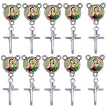 10 Entremeio + 10 Cruxifixo Fe Santa Luzia Artesanato Terços