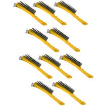 10 Escova De Aço Com Raspador Para Limpeza Grelha Churrasqueira