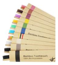 10 Escovas De Dentes De Bambu Embalagem Individual Ecológica