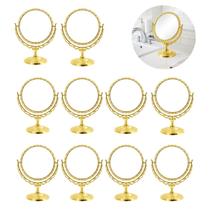 10 Espelhos de Mesa Princesa P/ Maquiagem 360g Dourado Redondo