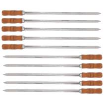 10 Espetos Espada 70cm De Inox Cabo Madeira - Resistente 10 Espetos Espada 70cm De Inox Cabo Madeira - Resistente