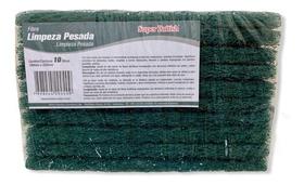 10 Esponja Fibra Verde Limpeza Pesada British 100x230mm