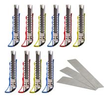 10 Estiletes Profissional Com Trava De Metal 18mm E Lâminas 10 Estiletes Profissional Com Trava De Metal 18mm E Lâminas