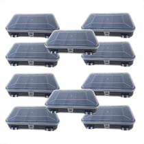 10 Estojo Organizador De Plastico Retangular 8 Div. Mini Double Case