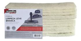 10 Fibra Esponja Bucha Macia Limpeza Leve Branca Superpro
