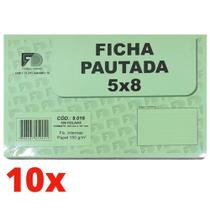 10 Fichas Pautada 5x8 Branco 150g - FD GRÁFICA