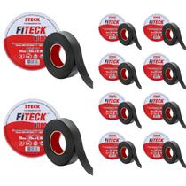10 Fita Isolante Preta Steck 20 Metros 750V 0.19mm SFT1820
