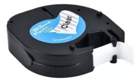 10 Fita Rotulador Dymo 12267 Letratag Comp Transparente 12mm Transparente Letra Preta