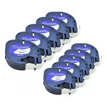 10 Fitas Compatível Para Uso Rotulador Dymo Letratag 91201