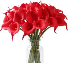10 Flores Vermelho 35cm Calla Copo de Leite Artificial