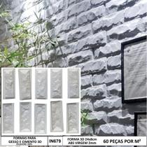 10 Forma 3d Tijolo Rock Face 24x8cm Abs Molde para Gesso/cimento/concreto 679