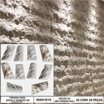 10 Forma 3d Tijolo Rockfaces Traverte Molde 3d Para Cimento/concreto/gesso IN381KT10