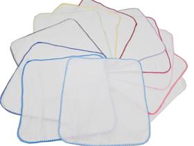 10 Fralda De Boca Quadriculada Lisa 33x33cm Com Crochê