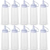 10 Frascos Plásticos para Molhos 250ml Tubo Bisnaga de Maionese Ketchup Transparente Plasvale 10 Frascos Plásticos para Molhos 250ml Tubo Bisnaga de Maionese Ketchup Transparente Plasvale