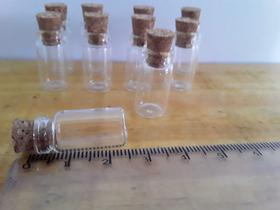 10 frascos Vidro Penicilina com rolha 1 ml - Pingente/ Colar