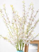 10 Galhos Flores Orquídeas Brancas Artificiais 90cm