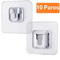 10 Gancho De Parede Adesivo Suporte Transparente Dupla Face