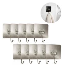 10 Ganchos Metal Adesivo Resistente Forte Fixação Parede sem Furos 10 Ganchos Metal Adesivo Resistente Forte Fixação Parede sem Furos