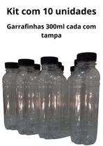 10 garrafas plásticas pet tampa lacre 300ml descartável suco