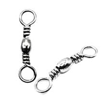 10 giradores simples niquelado para pesca número 5/0, com aproximadamente 4,5 cm de comprimento.