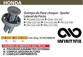10 Grampo do Para-Choque - Spoiler Lateral da Porta - Honda Accord Civic City CRV Fit Hrv Wrv - P302