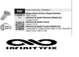 10 Grampo Moldura Parachoque P467 Rav4 2009/2019
