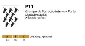 10 Grampos Presilhas Forro Porta Dianteira Kombi 90 Até 2000-P11 10 Grampos Presilhas Forro Porta Dianteira Kombi 90 Até 2000-P11