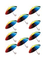 10 Guardas Chuva Arco Iris 16 Varetas Automático Reforçado