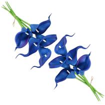 10 hastes copo de leite silicone flor permanente - azul